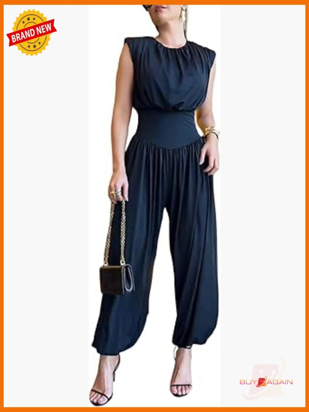 Womens Summer One Piece Jumpsuit Sleeveless High Slit Dressy Casual Overalls